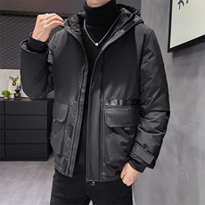 团购连帽中长款修身潮牌工装户外冲锋衣羽绒服外套男女款团体服，男装羽绒服，星座301D-5(原星座1415）