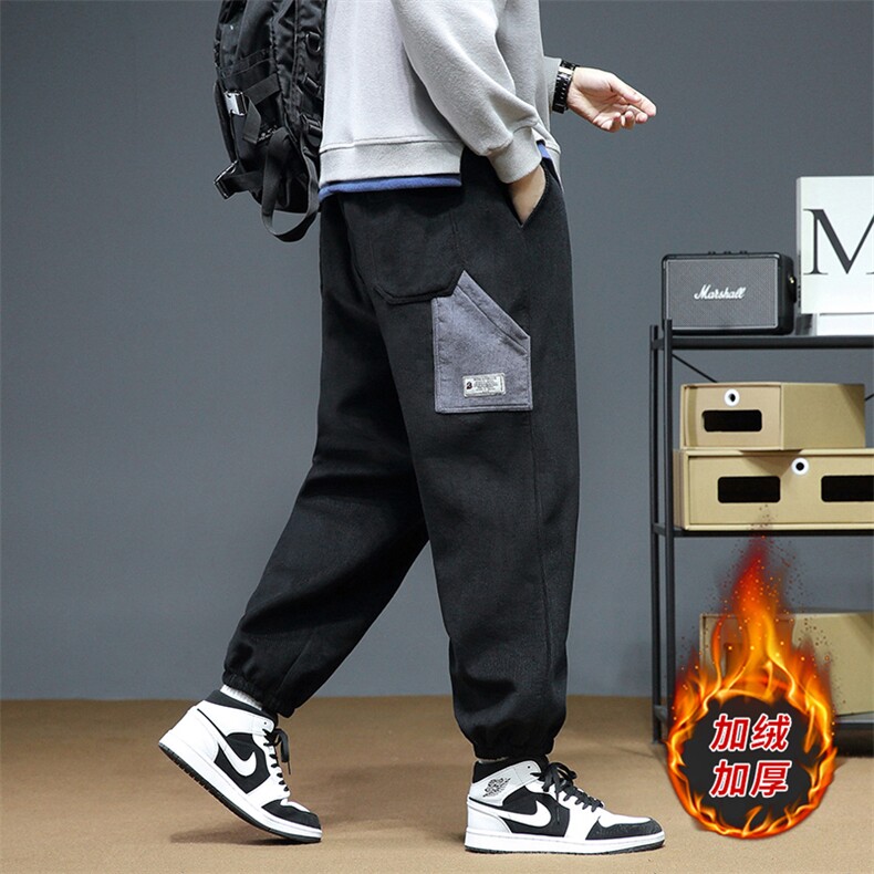秋冬男装休闲裤宽松百搭刺绣灯芯绒束脚DS-A227A-K202B-P65加绒，男装卫衣，电商A227A