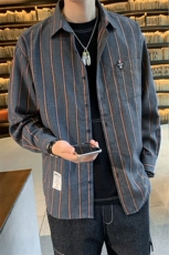 加绒加厚保暖条纹衬衣冬季休闲衬衫男长袖DS604T，男装衬衫，电商A102