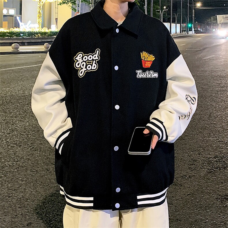 JK807P68港风拼接翻领百搭休闲宽松夹克外套男,男装夹克,星座1204-3