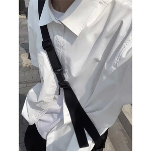原宿男宽松型气质日系衬衫夏季文艺潮流新款五分袖青春流行 CS311图片