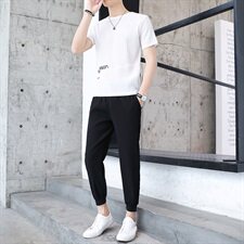 夏季宽松男士新款T恤青少年潮流两件套短袖休闲运动套装T776-P50，男装套装，星座1206（原A206）