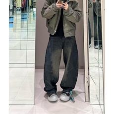 复古水洗解构弯刀牛仔裤男女宽松直筒美式休闲阔腿拖地裤N1049，男装牛仔裤，星座1116A（原606A-3）