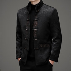 唐装羽绒服复古盘扣银狐貂内胆可脱卸中年外套爸爸装MJ595-P225，男装羽绒服，星座1105-3