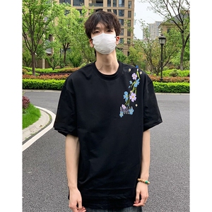 万针全刺绣解构设计260克重磅双纱纯棉高品质美式高街短袖T恤特39图片