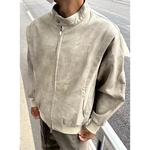W9453-P90 网图现货 新款pu皮夹克高级感痞帅短款棒球服外套图片