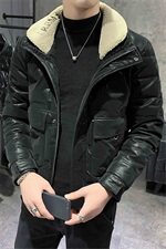 店主风pu皮羽绒服韩版刺绣毛领立领冬季潮男外套C301B-YR01，男装羽绒服，电商C301B