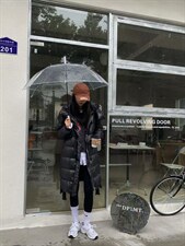 韩版编织长款羽绒服，女装羽绒服，里奈(1F)