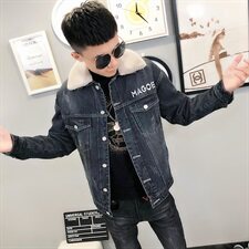 1可卸毛领刺绣牛仔衣加绒棉服社会小伙男棉衣外套C301B-NZ08，男装棉衣，电商C301B