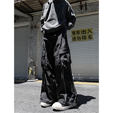 秋款男工装裤大口袋条纹抽绳宽松冲锋长裤h053P55，男装工装外套，星座1013-1