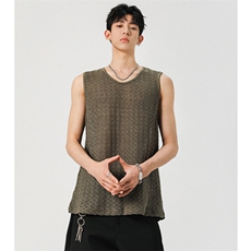 BX1130-特批30控58小众高品质镂空衬衫内搭大码短袖背心T恤，男装背心/马甲，电商A059