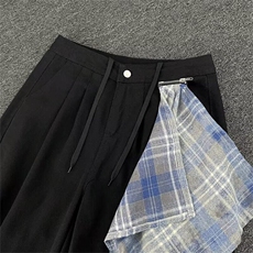 美式复古街头可拆方巾牛仔裤男女2026新款宽松显瘦阔腿弯刀裤潮，男装牛仔裤，星座601-1