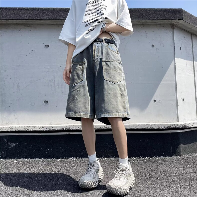做旧废土牛仔裤男短裤潮D3123P45,男装牛仔裤,星座1116-2