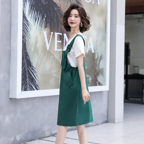 洋气背带裙套装女2022夏季新款女装韩版时尚气质休闲两件套套裙潮,女装套装/套裙,慧尚依恋