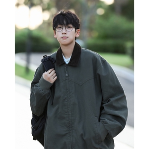 秋季新款港风日系复古纯棉马丁帆布翻领夹克外套男潮 JK1275-P68图片