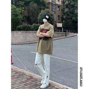 新款美式高街ins小众拉链排扣破洞休闲牛仔裤货号K642P60控价78图片