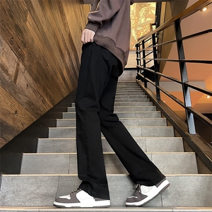 微喇纯色牛仔裤美式ins高街hiphop水洗微喇复古牛仔裤N638P40图片