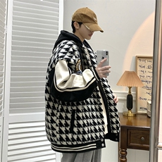 22冬千鸟格新款羊羔毛宽松大码棉服外套B266-Y616-P125，男装棉衣，星座B257-1