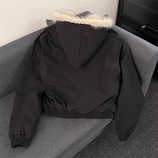 现货高品质美式高街冬季重磅硬挺短款座山雕毛领棉衣男女加厚外套，男装棉衣，电商A486