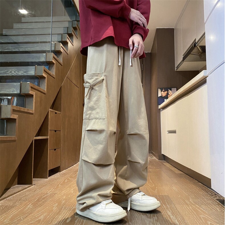 抖音品质秋季新款潮流双褶宽松休闲工装裤B315-K24237-特p40控78,男装工装外套,电商B315