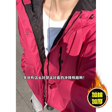 现货5W件冬季三防美式boxy解构连帽雪山冲锋衣棉衣男女棉服厚外套，男装夹克，电商A443
