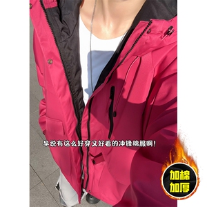 现货5W件冬季三防美式boxy解构连帽雪山冲锋衣棉衣男女棉服厚外套图片