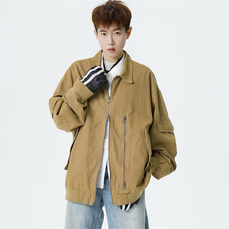 2026春季新款现货翻领夹克男纯棉上衣外套DSA157B-JK7944-特P95,男装夹克,电商A157B