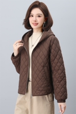 2024年冬季新款时尚连帽开衫加棉棉服，女装棉衣/棉服，依恋蒂丝