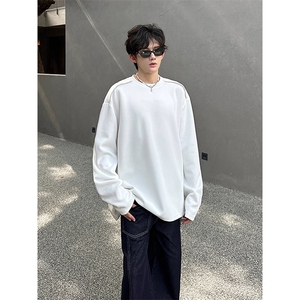 抖音得物高品质 26春装设计感长袖打底衫纯色拉链肩圆领卫衣W123图片