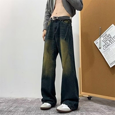 秋季潮流复古港风扎染水洗渐变牛仔裤男常规青少年9033/P47，男装牛仔裤，星座506