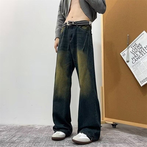 秋季潮流复古港风扎染水洗渐变牛仔裤男常规青少年9033/P47图片