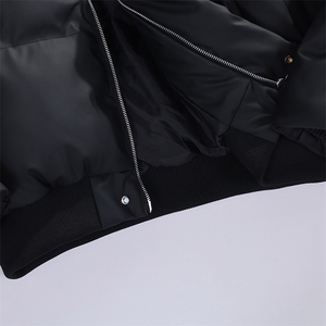 现货5W件冬季三防重磅硬挺boxy短款羽绒立领PU皮棉衣外套加厚棉服图片