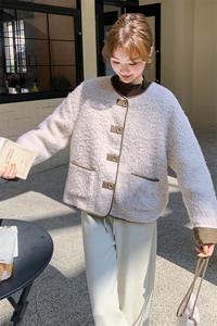 休闲羊羔毛外套女2025冬羽绒内胆轻薄短款小香风小个子chic高级感图片