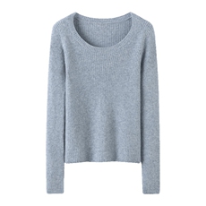 清爽简约~低圆领baby小山羊绒衫女修身内搭U领羊绒毛衣针织打底衫，女装针织衫/毛衣，绒盛美羊绒