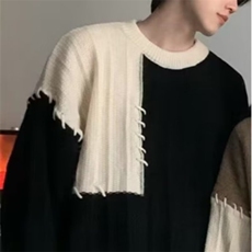 设计感拼接撞色毛衣男女秋冬季宽松休闲小众套头情侣针织衫上衣，男装针织衫/毛衣，星座1210-1