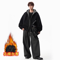 夹棉款假两件拼接连帽棉服女男冬季高级感夹克外套情侣JKR45，男装夹克，星座516A