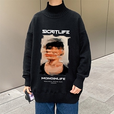 M18213-P45加绒款-P65半高领毛衣男士大码针织衫男毛线衣男，男装针织衫/毛衣，电商A040