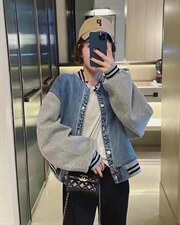 拼接牛仔棒球服，其它，戈朴