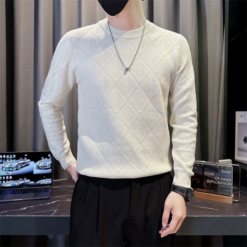 B216MY5160P652025秋冬装男士提花毛衣休闲针织衫社会小伙风,男装针织衫/毛衣,电商B216（原B302）