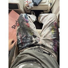 W10141-P60网图现货1981美式做旧涂鸦脏脏牛仔裤个性复古长裤，男装牛仔裤，星座1608-2