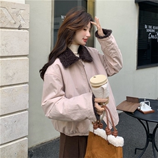 有货~粉色小个子短外套派克服毛毛内胆2C118-M869P195控298，女装短外套，2C118