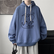 WY2172-P35加绒款-P40纯棉连帽卫衣男大码运动帽衫宽松薄外套男，男装卫衣，电商A040