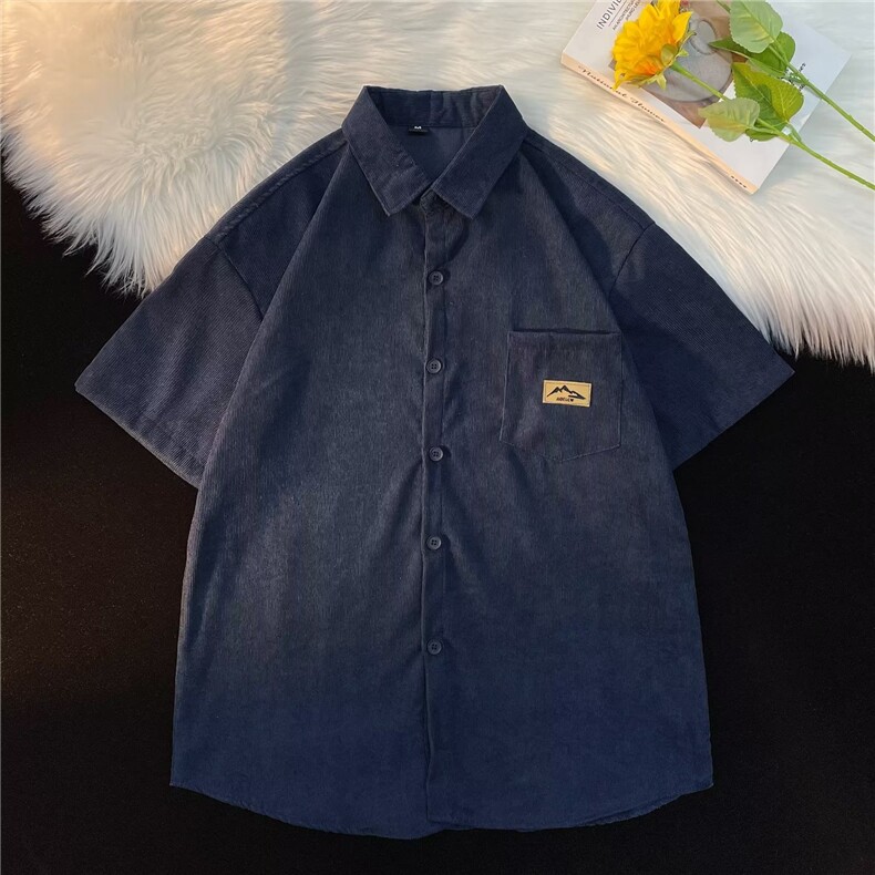 日系五分袖春夏季新款衬衫潮流慵懒男方领宽松型衬衫CD25P32,男装衬衫,星座1116-2