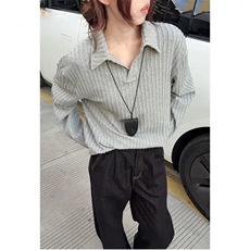 【网图】高级感麦穗纹Polo卫衣男秋季美式老钱风长袖T恤TX226-P28，男装T恤，电商C213(原B265)