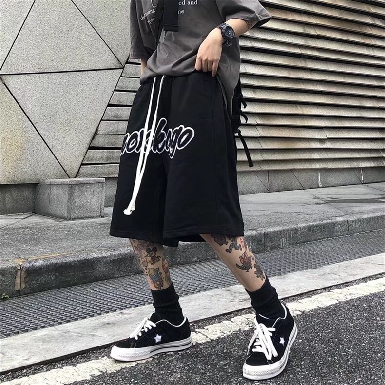 街头嘻哈五分裤男士运动短裤潮牌宽松美式休闲潮流中裤D6070-P26,男装休闲裤,星座1008-1