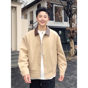 编织皮翻领外套底特律夹克工装棒球服 JK306 特P71图片