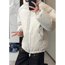 现货冬季美式休闲加厚雪山外套夹克立领纯色三防户外工装棉服，男装夹克，电商A443