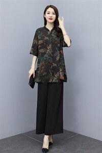 套装/套裙2021年夏季时尚气质百搭优雅印花简约两件套图片