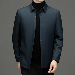 男装翻领商务休闲羽绒服中年冬季新款爸爸装加厚保暖白鸭绒外套图片