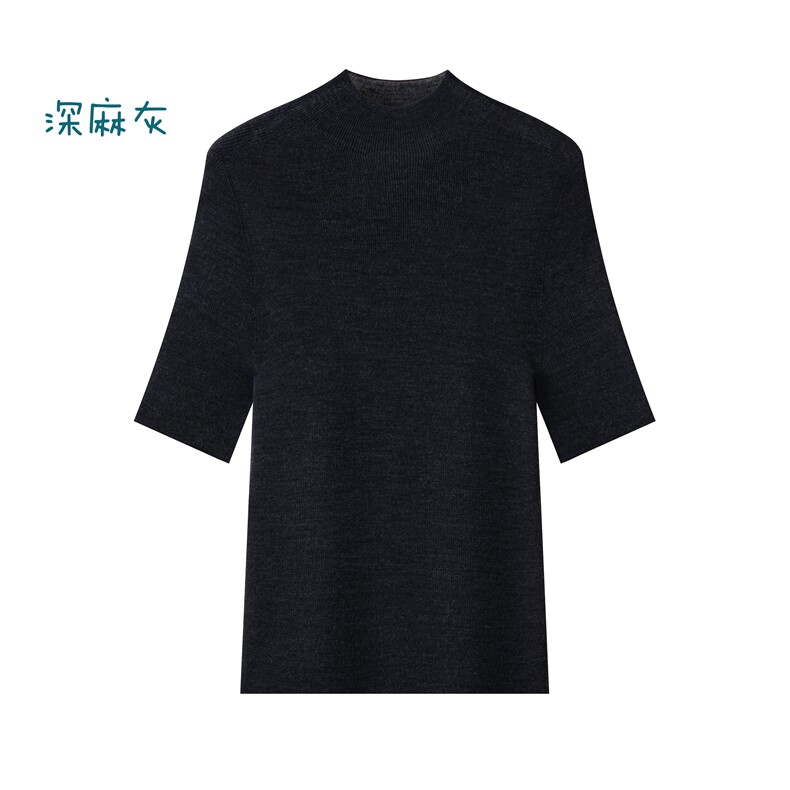 2025秋冬百搭时尚简约半高领半袖针织衫,针织衫/毛衣,万禾羊绒